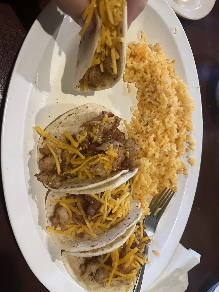 Shrimp and Bacon Tacos with Rice